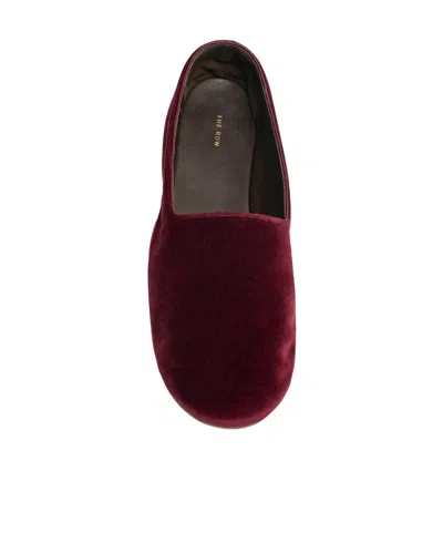 The Row Ponti Velvet Slip-on Shoes In Burgundy