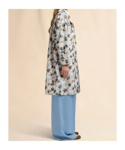 Marni Printed Button Parka Coat In Blue
