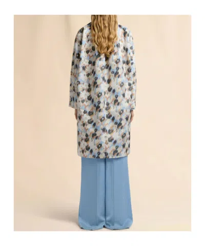 Marni Printed Button Parka Coat In Blue