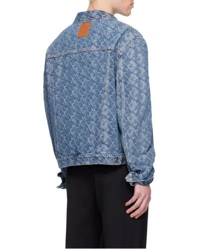 Lanvin Patterned Logo-patch Jacket In Blue