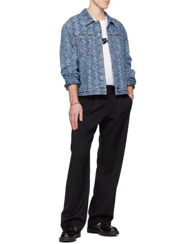 Lanvin Patterned Logo-patch Jacket In Blue