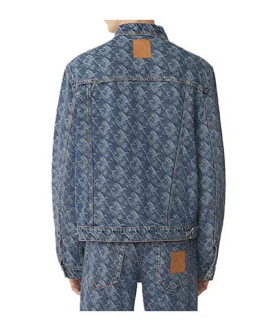 Lanvin Patterned Logo-patch Jacket In Blue