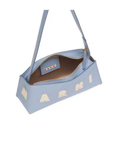 Marni Rectangular Light Blue Leather Museo Baguette Bag In Blue