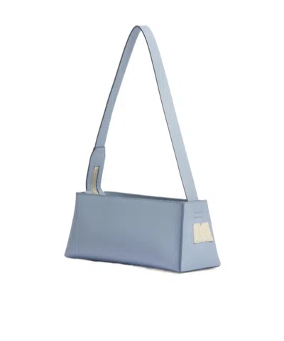 Marni Rectangular Light Blue Leather Museo Baguette Bag In Blue