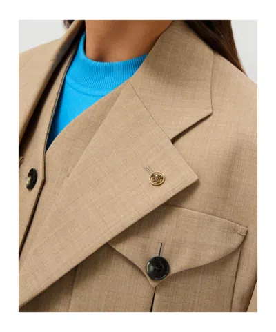 Versace Wool Blazer In Nude