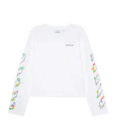 Off-white Diag Glowing Flower Long Sleeve T-shirts In White