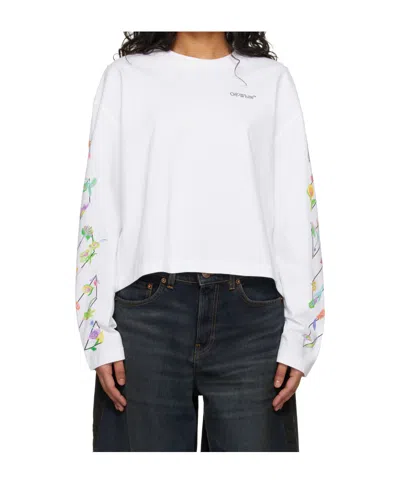 Off-white Diag Glowing Flower Long Sleeve T-shirts In White