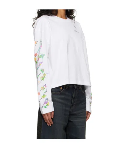 Off-white Diag Glowing Flower Long Sleeve T-shirts In White
