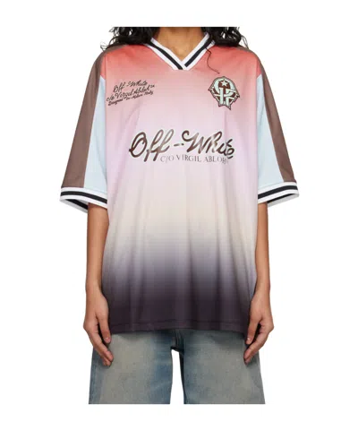 Off-white Soccer Raglan T-shirt Gradient Graphic In Multi