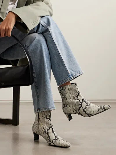 Staud Embossed Pointed Toe Boots In Gray