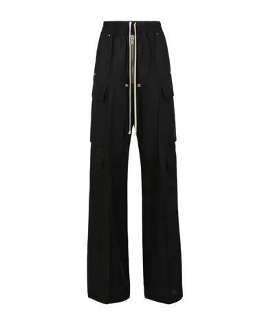 Rick Owens Cargobelas Drawstring Elasticated Trousers In Black