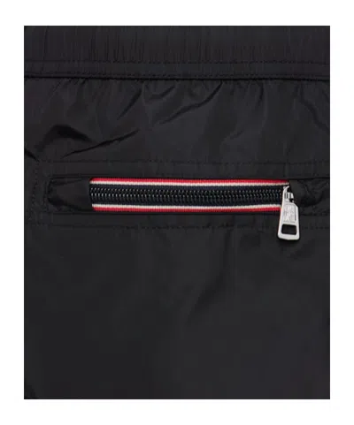 Moncler Logo Patch Detail Elastic Waist Swim Shorts In Black