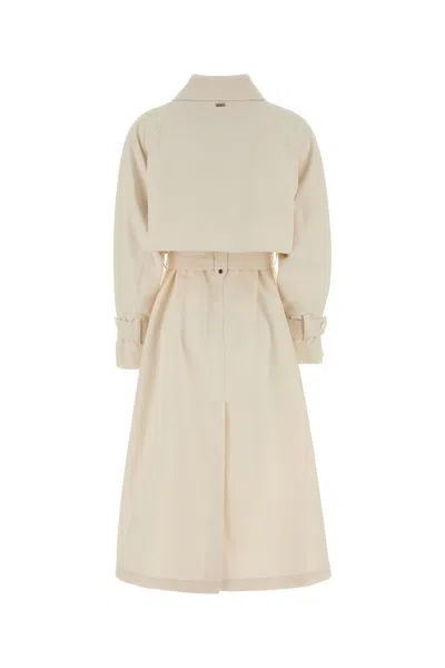 Herno Long Raincoat Belted Waist Buttoned Cuffs Collar In White