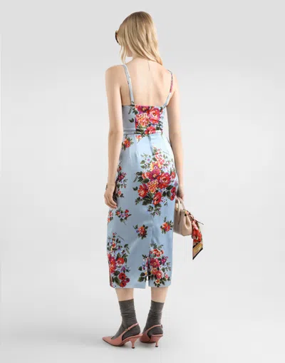 Dolce & Gabbana Floral Midi Dress Fitted Silhouette In Multi