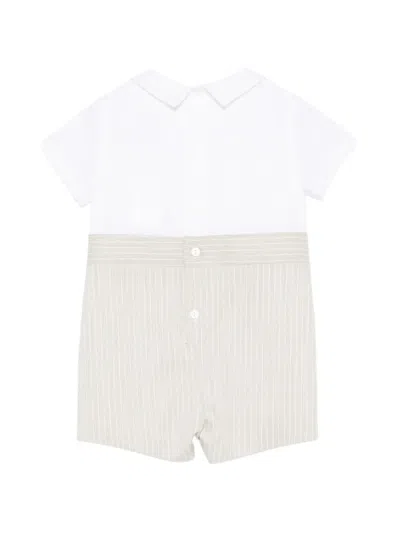 Patachou Stripes Buttoned Romper In White