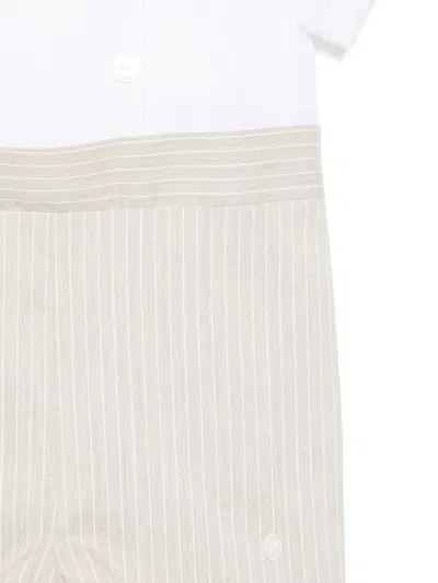 Patachou Stripes Buttoned Romper In White