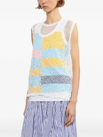 Comme Des Garçons Openwork Top In White