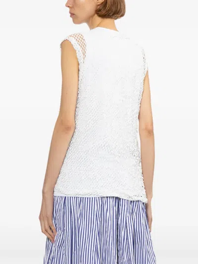 Comme Des Garçons Openwork Top In White