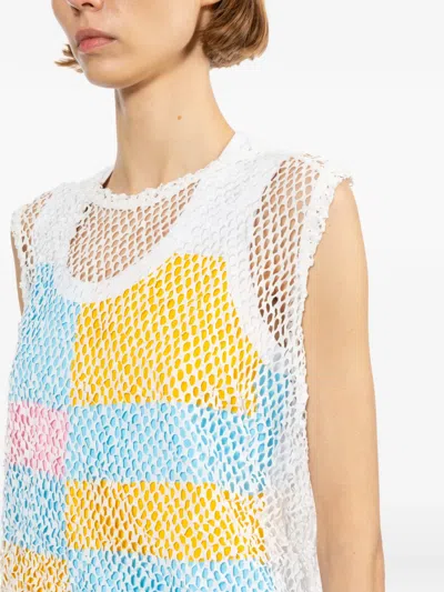 Comme Des Garçons Openwork Top In White