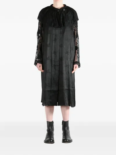 Communs Lace Ruffled Coat In Black