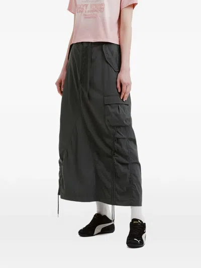 Izzue Cargo Drawstring Skirt In Blue