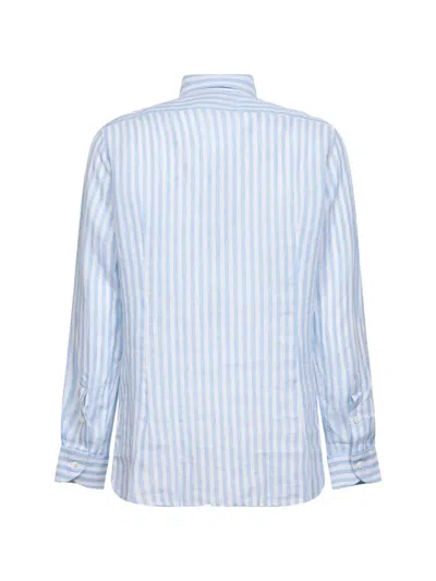 D4.0 Buttoned Striped Shirt In Blue