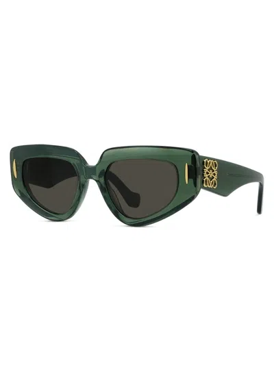 Loewe Womens Transparent Dark Gre Small Butterfly-frame Acetate Sunglasses In Green