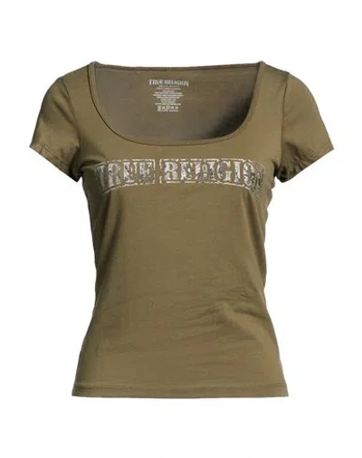 True Religion Women's Camo Logo Square Neck Top In Green