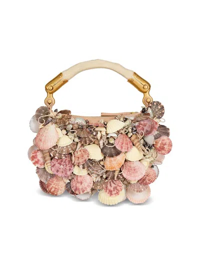 Balmain Ebene Mini Bag With Embroidered Shells