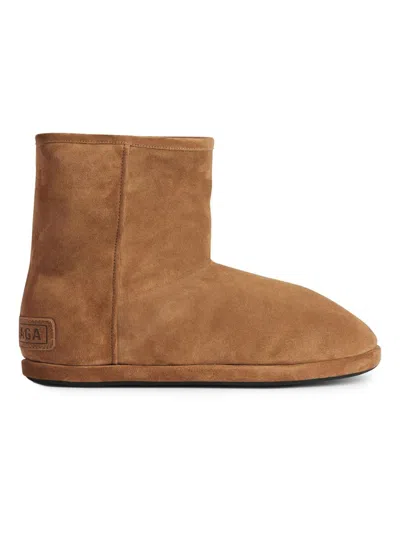Balenciaga Suede Ankle Boots Round Toe In Brown