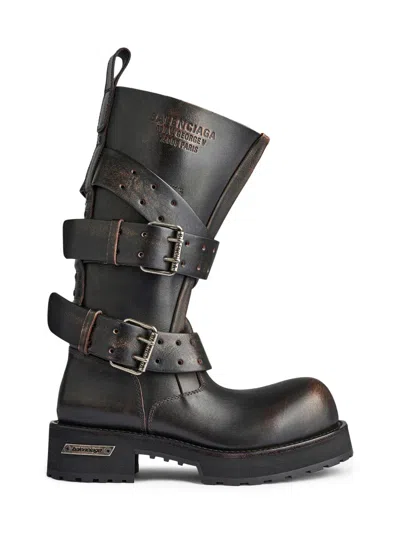 Balenciaga Venom Buckle-strap Leather Boots In Multi