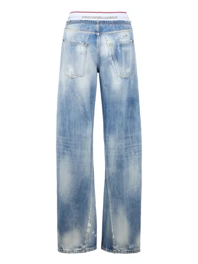 Dsquared2 Logo-waistband Jeans In Blue