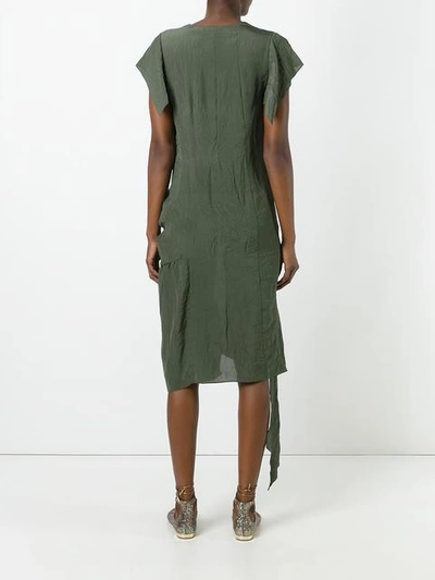 Shop Marni Asymmetric Ruched Dress In Green