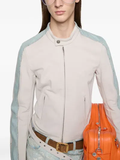 Acne Studios Denim-panel Jacket In Neutral