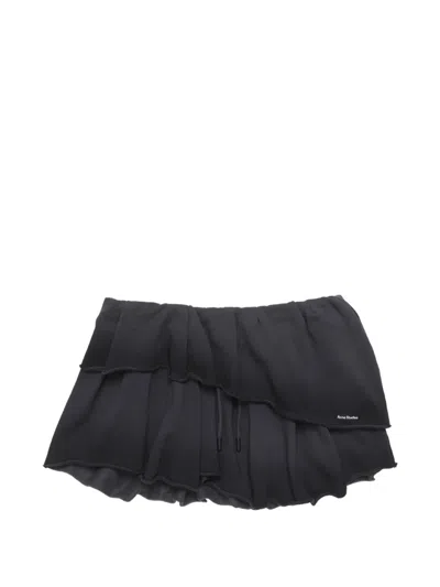 Acne Studios Ruffled Drawstring Mini Skirt In Black