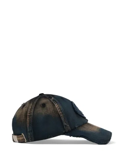 Camperlab Distressed Logo-patch Cap In Blue