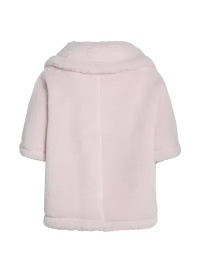 Max Mara Corvino Teddy-texture Buttoned Cape In Pink