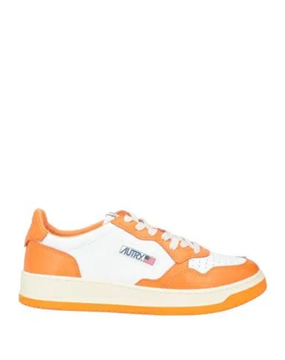 Autry Medalist Low Sneakers With Signature Orange Accents In Yellow ...