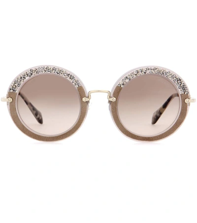 Miu Miu Noir Glitter Circle Sunglasses