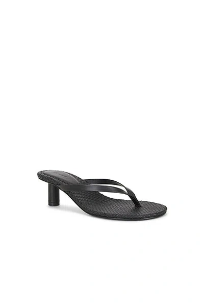 St Agni Woven Thong Heeled Sandal In Black