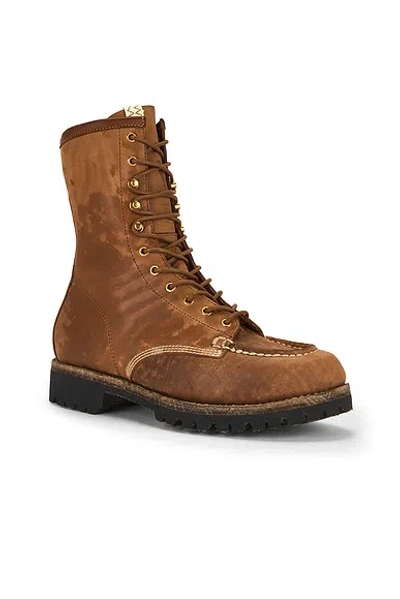 Visvim Hi-folk Scout Moc Distressed Leather Boots In Brown