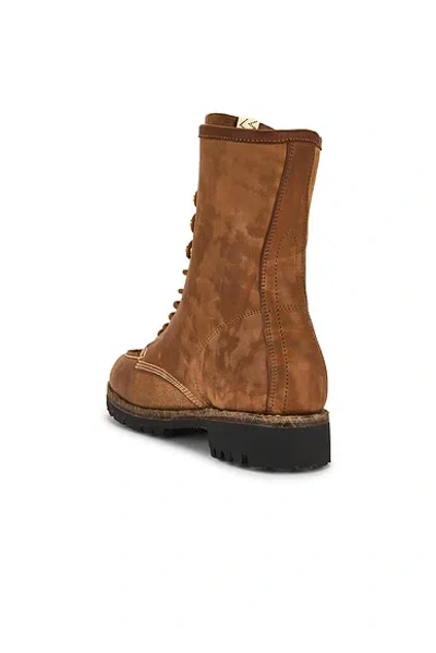 Visvim Hi-folk Scout Moc Distressed Leather Boots In Brown