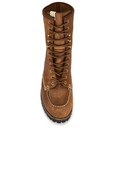 Visvim Hi-folk Scout Moc Distressed Leather Boots In Brown