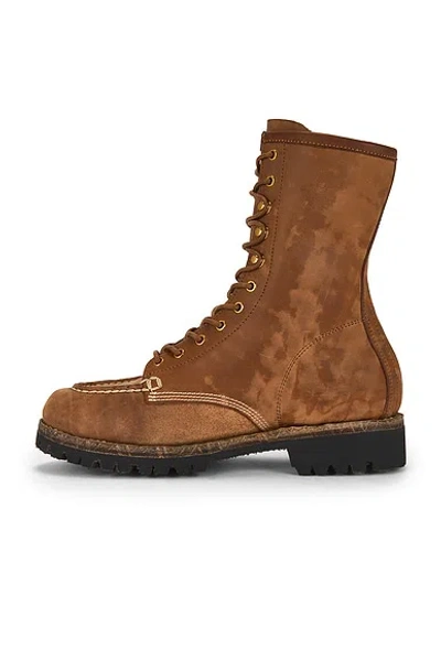 Visvim Hi-folk Scout Moc Distressed Leather Boots In Brown