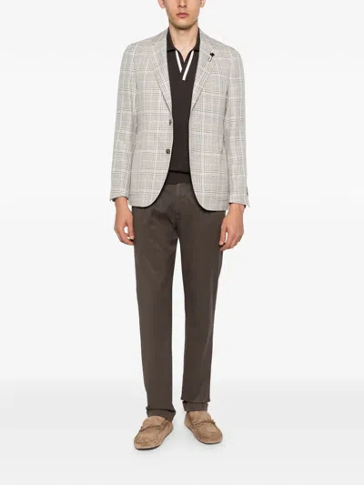 Lardini Checked Blazer In Neutral