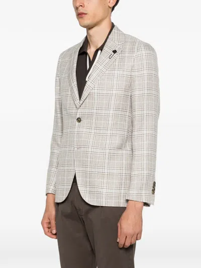 Lardini Checked Blazer In Neutral