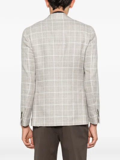 Lardini Checked Blazer In Neutral