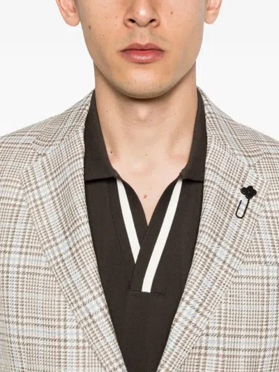 Lardini Checked Blazer In Neutral