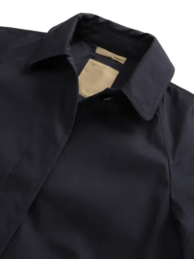 Woolrich Raglan-sleeves Coat In Blue