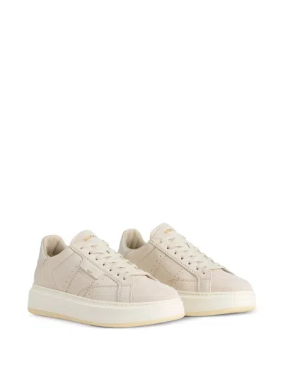 Woolrich Quilted Leather Sneakers With Elevated Platform In Multi